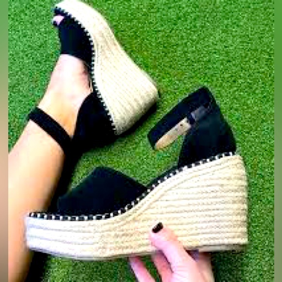 🌴🌺🌴 “Crown Vintage” Espadrille black suede Wedge Sandal size 8 🌴🌺🌴 - Picture 3 of 12